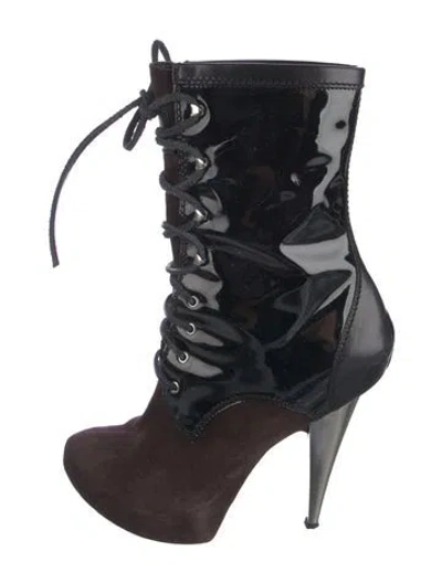 Pre-owned Giuseppe Zanotti Patent Leather Lace-up Boots In Multi