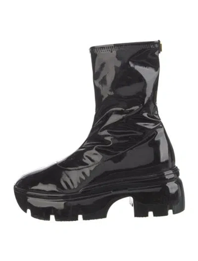 Pre-owned Giuseppe Zanotti Patent Leather Moto Boots In Black
