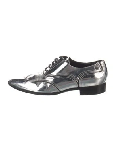 Pre-owned Giuseppe Zanotti Patent Leather Oxfords In Silver