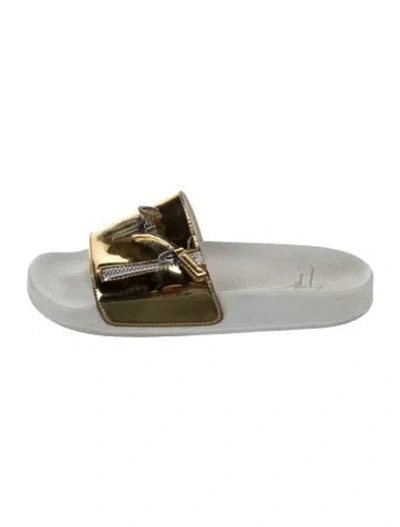 Pre-owned Giuseppe Zanotti Patent Leather Slides In Gold