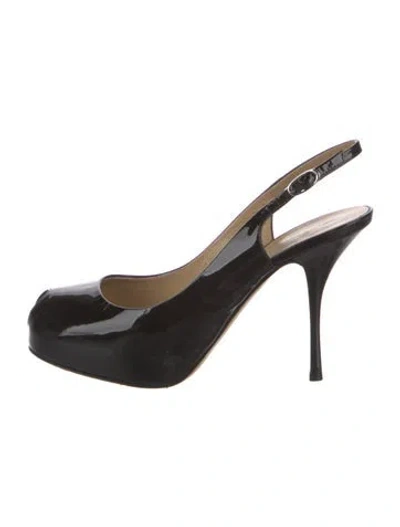 Pre-owned Giuseppe Zanotti Patent Leather Slingback Pumps In Black