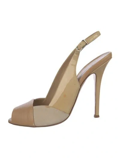 Pre-owned Giuseppe Zanotti Patent Leather Slingback Pumps In Neutral