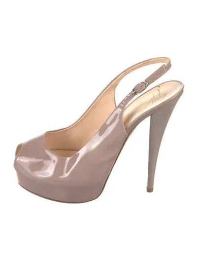 Pre-owned Giuseppe Zanotti Patent Leather Slingback Pumps In Neutral