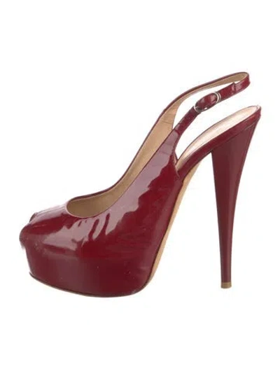 Pre-owned Giuseppe Zanotti Patent Leather Slingback Pumps In Red