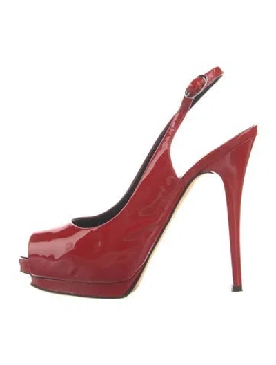 Pre-owned Giuseppe Zanotti Patent Leather Slingback Pumps In Red