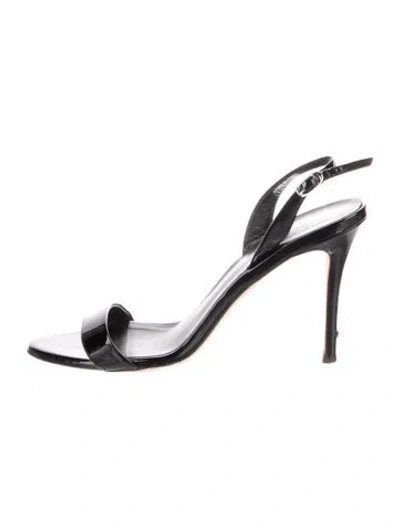Pre-owned Giuseppe Zanotti Patent Leather Slingback Sandals In Black