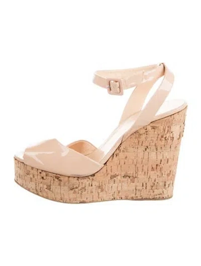 Pre-owned Giuseppe Zanotti Patent Leather Slingback Sandals In Neutral