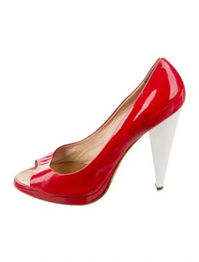 Pre-owned Giuseppe Zanotti Patent Leather Slingback Sandals In Red