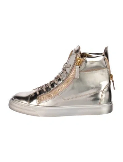 Pre-owned Giuseppe Zanotti Patent Leather Sneakers In Gold/metallic