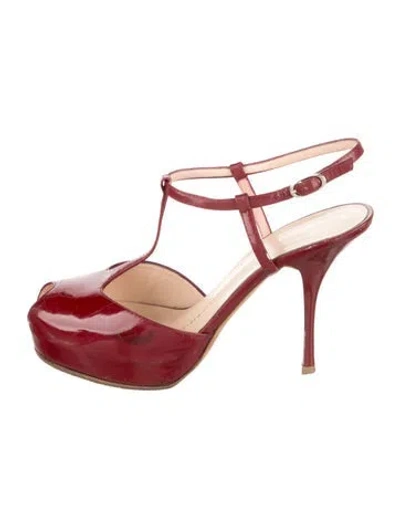 Pre-owned Giuseppe Zanotti Patent Leather T-strap Pumps In Burgundy