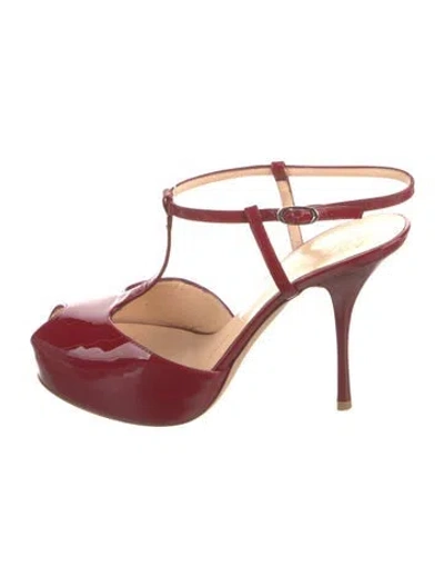Pre-owned Giuseppe Zanotti Patent Leather T-strap Pumps In Burgundy