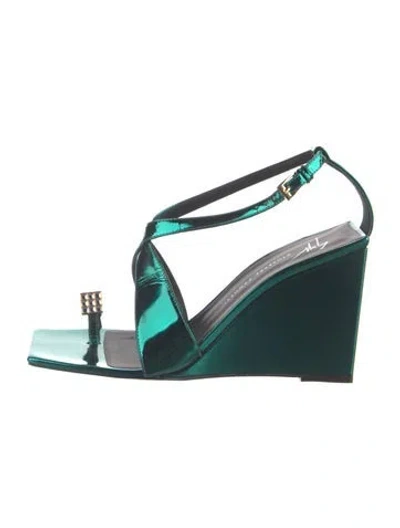 Pre-owned Giuseppe Zanotti Patent Leather T-strap Sandals In Green