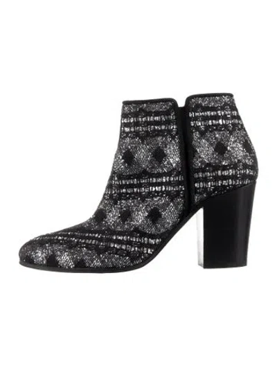 Pre-owned Giuseppe Zanotti Patterned Glitter Accents Chelsea Boots In Black/metallic/silver