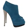Giuseppe Zanotti Peep Toe Ankle Boots Inn Blue Suede In Blue