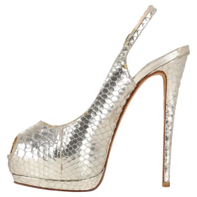 Pre-owned Giuseppe Zanotti Peep-toe Platform Snakeskin Heels In Sand