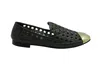Giuseppe Zanotti Perforated Flats With Gold Captoe In Green Leather In Green