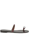 Giuseppe Zanotti Brown Calf Leather Bos Taurus Flat Sandals In Animal Print