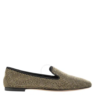 Giuseppe Zanotti Pigalle Crystal Suede Loafers In Gold