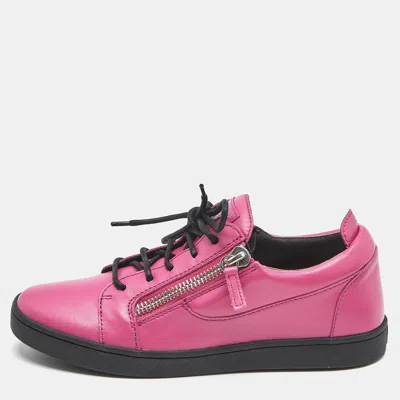 Pre-owned Giuseppe Zanotti Pink Leather Frankie Low Top Sneakers Size 39