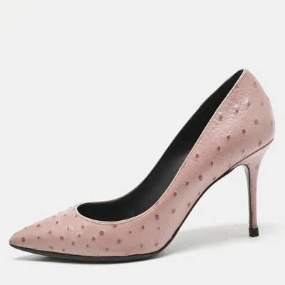 Pre-owned Giuseppe Zanotti Pink Ostrich Leather Lucrezia Pumps Size 35