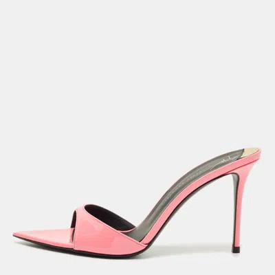Pre-owned Giuseppe Zanotti Pink Patent Leather Intrigo Slide Sandals Size 38