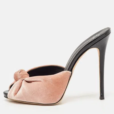 Pre-owned Giuseppe Zanotti Pink/patent Velvet Slide Sandals Size 39.5