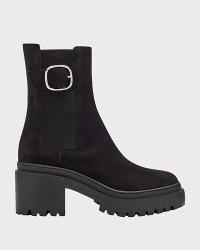 Giuseppe Zanotti Platform Suede Chelsea Boots In Black