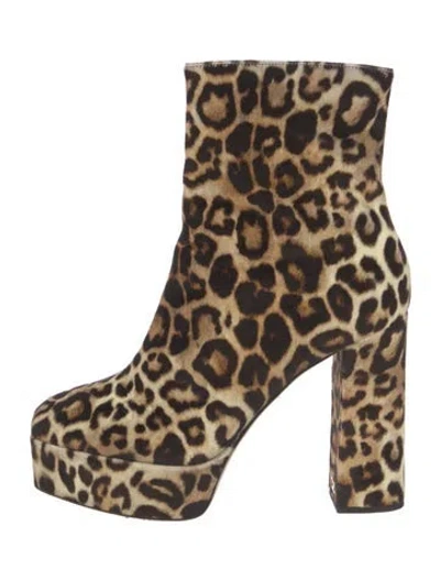 Pre-owned Giuseppe Zanotti Ponyhair Animal Print Boots In Brown