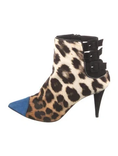 Pre-owned Giuseppe Zanotti Ponyhair Animal Print Boots In Multi