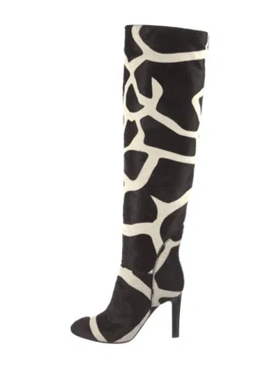 Pre-owned Giuseppe Zanotti Ponyhair Animal Print Boots In Neutrals