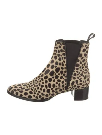 Pre-owned Giuseppe Zanotti Ponyhair Animal Print Chelsea Boots In Black