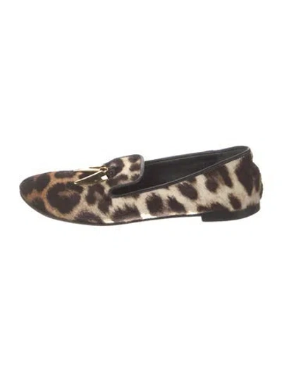 Pre-owned Giuseppe Zanotti Ponyhair Animal Print Loafers In Brown