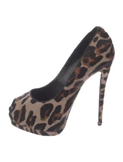 Pre-owned Giuseppe Zanotti Ponyhair Animal Print Pumps In Neutral
