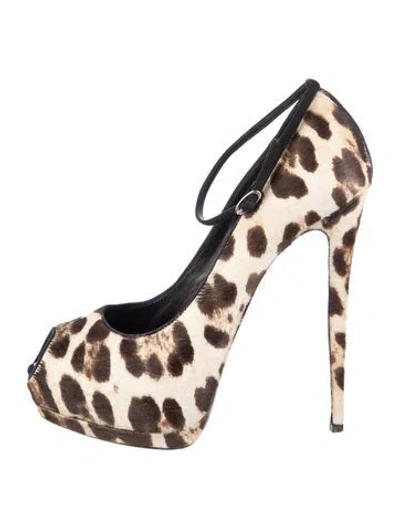 Pre-owned Giuseppe Zanotti Ponyhair Animal Print Pumps In Neutral