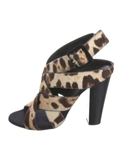 Pre-owned Giuseppe Zanotti Ponyhair Animal Print Sandals