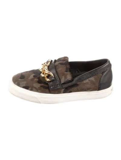Pre-owned Giuseppe Zanotti Ponyhair Camouflage Print Loafers In Green