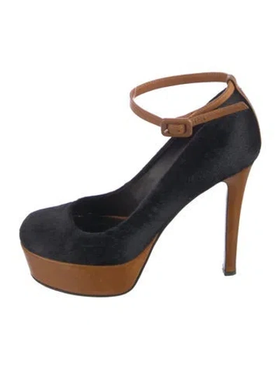 Pre-owned Giuseppe Zanotti Ponyhair Colorblock Pattern Pumps In Blue