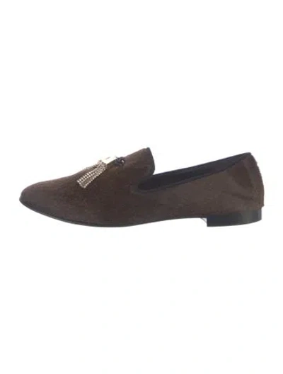 Pre-owned Giuseppe Zanotti Ponyhair Tassel Accents Loafers In Brown