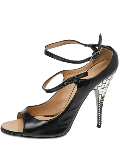 Pre-owned Giuseppe Zanotti  110mm Leather Mosaic-heel Sandals