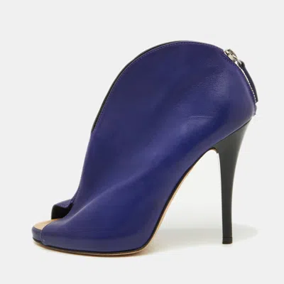 Giuseppe Zanotti Purple Leather Peep Toe Ankle Booties In Blue