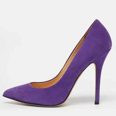 Pre-owned Giuseppe Zanotti Purple Suede Pointed Toe Pumps Size 38.5
