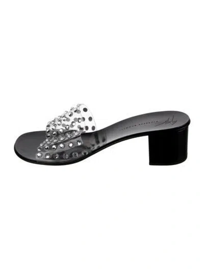 Pre-owned Giuseppe Zanotti Pvc Crystal Embellishments Slides In Black