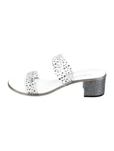 Pre-owned Giuseppe Zanotti Pvc Crystal Embellishments Slides In Clear