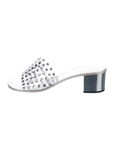 Pre-owned Giuseppe Zanotti Pvc Crystal Embellishments Slides In Gray