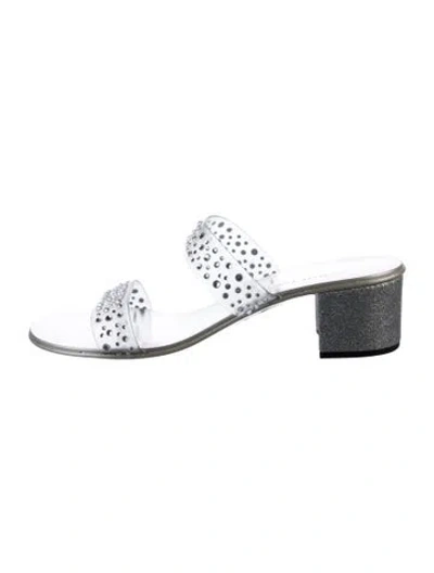 Pre-owned Giuseppe Zanotti Pvc Crystal Embellishments Slides In Grey