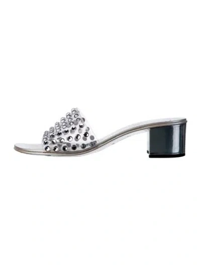 Pre-owned Giuseppe Zanotti Pvc Crystal Embellishments Slides In Silver