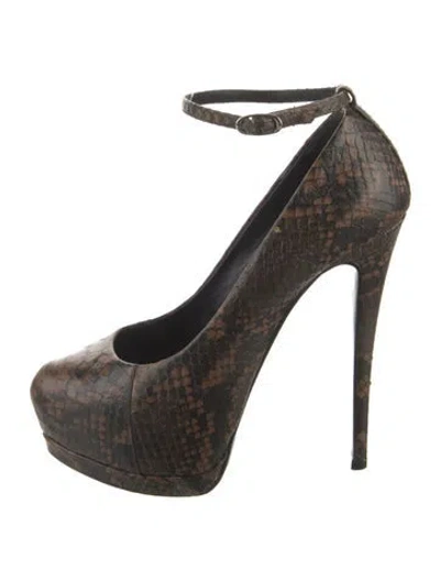 Pre-owned Giuseppe Zanotti Python Animal Print Pumps In Brown