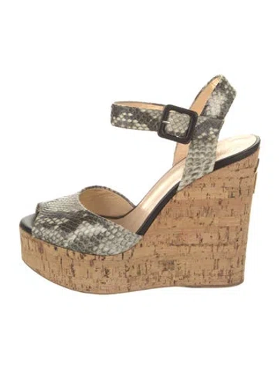 Pre-owned Giuseppe Zanotti Python Animal Print Sandals In Black