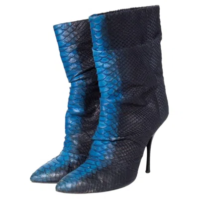 Pre-owned Giuseppe Zanotti , Python Leather Half Boots In Purple