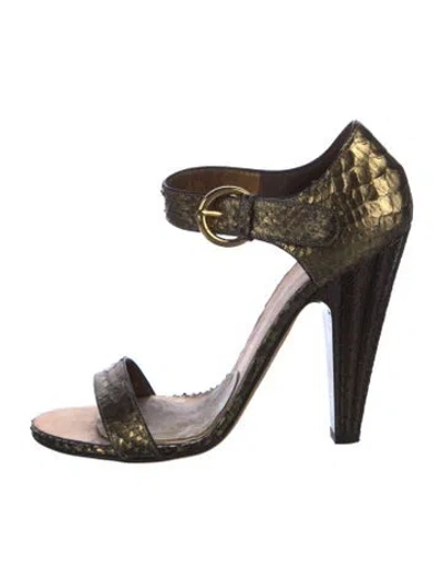 Pre-owned Giuseppe Zanotti Python Sandals In Gold